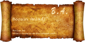 Bozsin Anikó névjegykártya
